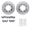 7212-40119 Drilled/Slotted Rotors w/Heavy-Duty Brake Pads Kit & Hardware [Silver], 1973-1993 Mopar, Position: Front - image 1