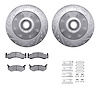7212-40122 Drilled/Slotted Rotors w/Heavy-Duty Brake Pads Kit & Hardware [Silver], 1978-1997 Mopar, Position: Front - image 1