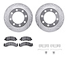 7212-40134 Drilled/Slotted Rotors w/Heavy-Duty Brake Pads Kit & Hardware [Silver], 1990-1993 Mopar, Position: Front - image 1
