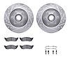 7212-40135 Drilled/Slotted Rotors w/Heavy-Duty Brake Pads Kit & Hardware [Silver], 1993-1996 Mopar, Position: Front - image 1