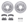 7212-40141 Drilled/Slotted Rotors w/Heavy-Duty Brake Pads Kit & Hardware [Silver], 1994-1999 Mopar, Position: Front - image 1