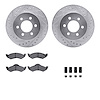 7212-40150 Drilled/Slotted Rotors w/Heavy-Duty Brake Pads Kit & Hardware [Silver], 1998-1999 Mopar, Position: Front - image 1