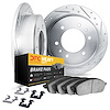 7212-40168 Drilled/Slotted Rotors w/Heavy-Duty Brake Pads Kit & Hardware [Silver], 2003-2004 Mopar, Position: Rear - image 1