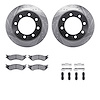 7212-40172 Drilled/Slotted Rotors w/Heavy-Duty Brake Pads Kit & Hardware [Silver], 2003-2008 Mopar, Position: Rear