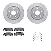7212-40174 Drilled/Slotted Rotors w/Heavy-Duty Brake Pads Kit & Hardware [Silver], 2005-2006 Mopar, Position: Front - image 1