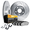 7212-40176 Drilled/Slotted Rotors w/Heavy-Duty Brake Pads Kit & Hardware [Silver], 2004-2006 Mopar, Position: Rear