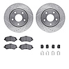7212-40177 Drilled/Slotted Rotors w/Heavy-Duty Brake Pads Kit & Hardware [Silver], 2008-2016 Multiple Makes/Models, Position: Fr - image 1