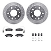7212-40189 Drilled/Slotted Rotors w/Heavy-Duty Brake Pads Kit & Hardware [Silver], 2014-2021 Mopar, Position: Rear - image 1