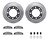 7212-40193 Drilled/Slotted Rotors w/Heavy-Duty Brake Pads Kit & Hardware [Silver], 2009-2018 Mopar, Position: Rear - image 1