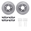 7212-42078 Drilled/Slotted Rotors w/Heavy-Duty Brake Pads Kit & Hardware [Silver], 1982-1989 Multiple Makes/Models, Position: Fr - image 1