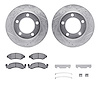 7212-42079 Drilled/Slotted Rotors w/Heavy-Duty Brake Pads Kit & Hardware [Silver], 1978-1978 Mopar, Position: Front - image 1