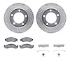 7212-42080 Drilled/Slotted Rotors w/Heavy-Duty Brake Pads Kit & Hardware [Silver], 1974-1980 Multiple Makes/Models, Position: Fr - image 1
