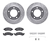 7212-42082 Drilled/Slotted Rotors w/Heavy-Duty Brake Pads Kit & Hardware [Silver], 1976-1978 Mopar, Position: Front - image 1