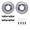 7212-42083 Drilled/Slotted Rotors w/Heavy-Duty Brake Pads Kit & Hardware [Silver], 1982-1986 Mopar, Position: Front - image 1