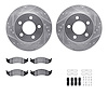 7212-42090 Drilled/Slotted Rotors w/Heavy-Duty Brake Pads Kit & Hardware [Silver], 1990-1999 Mopar, Position: Front - image 1
