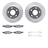 7212-42095 Drilled/Slotted Rotors w/Heavy-Duty Brake Pads Kit & Hardware [Silver], 1999-2002 Mopar, Position: Front - image 1