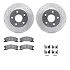 7212-42096 Drilled/Slotted Rotors w/Heavy-Duty Brake Pads Kit & Hardware [Silver], 1999-2004 Mopar, Position: Front - image 1