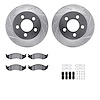 7212-42098 Drilled/Slotted Rotors w/Heavy-Duty Brake Pads Kit & Hardware [Silver], 1999-2006 Mopar, Position: Front - image 1