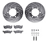 7212-42105 Drilled/Slotted Rotors w/Heavy-Duty Brake Pads Kit & Hardware [Silver], 1971-1973 GM, Position: Front - image 1