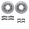 7212-46049 Drilled/Slotted Rotors w/Heavy-Duty Brake Pads Kit & Hardware [Silver], 2006-2011 GM, Position: Front - image 1