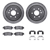 7212-46069 Drilled/Slotted Rotors w/Heavy-Duty Brake Pads Kit & Hardware [Silver], 2013-2019 GM, Position: Rear - image 1