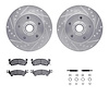 7212-47011 Drilled/Slotted Rotors w/Heavy-Duty Brake Pads Kit & Hardware [Silver], 1969-1974 GM, Position: Front - image 1