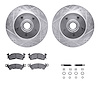 7212-47017 Drilled/Slotted Rotors w/Heavy-Duty Brake Pads Kit & Hardware [Silver], 1970-1981 GM, Position: Front - image 1