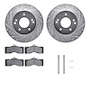 7212-47032 Drilled/Slotted Rotors w/Heavy-Duty Brake Pads Kit & Hardware [Silver], 1963-1982 GM, Position: Rear, Front - image 1
