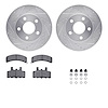 7212-47049 Drilled/Slotted Rotors w/Heavy-Duty Brake Pads Kit & Hardware [Silver], 1990-1993 GM, Position: Front - image 1
