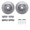 7212-47098 Drilled/Slotted Rotors w/Heavy-Duty Brake Pads Kit & Hardware [Silver], 1990-1990 GM, Position: Front - image 1