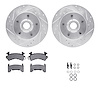 7212-47099 Drilled/Slotted Rotors w/Heavy-Duty Brake Pads Kit & Hardware [Silver], 1982-1995 GM, Position: Front - image 1