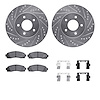 7212-47101 Drilled/Slotted Rotors w/Heavy-Duty Brake Pads Kit & Hardware [Silver], 2002-2007 GM, Position: Front - image 1