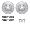 7212-47103 Drilled/Slotted Rotors w/Heavy-Duty Brake Pads Kit & Hardware [Silver], 1969-1996 GM, Position: Front - image 1