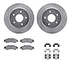 7212-48003 Drilled/Slotted Rotors w/Heavy-Duty Brake Pads Kit & Hardware [Silver], 1998-2005 GM, Position: Rear - image 1