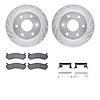 7212-48004 Drilled/Slotted Rotors w/Heavy-Duty Brake Pads Kit & Hardware [Silver], 1999-2008 GM, Position: Front - image 1