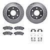 7212-48009 Drilled/Slotted Rotors w/Heavy-Duty Brake Pads Kit & Hardware [Silver], 1999-2007 GM, Position: Rear - image 1