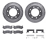 7212-48012 Drilled/Slotted Rotors w/Heavy-Duty Brake Pads Kit & Hardware [Silver], 1999-2013 GM, Position: Rear - image 1