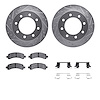 7212-48013 Drilled/Slotted Rotors w/Heavy-Duty Brake Pads Kit & Hardware [Silver], 2003-2020 GM, Position: Rear - image 1