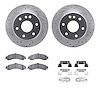 7212-48014 Drilled/Slotted Rotors w/Heavy-Duty Brake Pads Kit & Hardware [Silver], 2000-2006 GM, Position: Rear - image 1