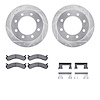 7212-48017 Drilled/Slotted Rotors w/Heavy-Duty Brake Pads Kit & Hardware [Silver], 2001-2010 GM, Position: Rear - image 1