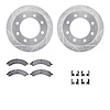 7212-48018 Drilled/Slotted Rotors w/Heavy-Duty Brake Pads Kit & Hardware [Silver], 2003-2008 GM, Position: Rear - image 1