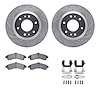 7212-48019 Drilled/Slotted Rotors w/Heavy-Duty Brake Pads Kit & Hardware [Silver], 2002-2005 GM, Position: Front - image 1