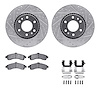 7212-48020 Drilled/Slotted Rotors w/Heavy-Duty Brake Pads Kit & Hardware [Silver], 2002-2005 GM, Position: Front - image 1