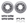 7212-48023 Drilled/Slotted Rotors w/Heavy-Duty Brake Pads Kit & Hardware [Silver], 2003-2005 GM, Position: Rear - image 1