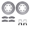 7212-48025 Drilled/Slotted Rotors w/Heavy-Duty Brake Pads Kit & Hardware [Silver], 2004-2008 GM, Position: Front - image 1