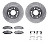 7212-48026 Drilled/Slotted Rotors w/Heavy-Duty Brake Pads Kit & Hardware [Silver], 2005-2008 GM, Position: Front - image 1