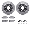 7212-48027 Drilled/Slotted Rotors w/Heavy-Duty Brake Pads Kit & Hardware [Silver], 2007-2014 GM, Position: Rear - image 1