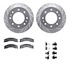 7212-48031 Drilled/Slotted Rotors w/Heavy-Duty Brake Pads Kit & Hardware [Silver], 2011-2019 GM, Position: Rear - image 1