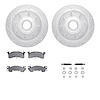 7212-48051 Drilled/Slotted Rotors w/Heavy-Duty Brake Pads Kit & Hardware [Silver], 1978-1993 GM, Position: Front - image 1