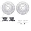 7212-48052 Drilled/Slotted Rotors w/Heavy-Duty Brake Pads Kit & Hardware [Silver], 1994-1995 GM, Position: Front - image 1